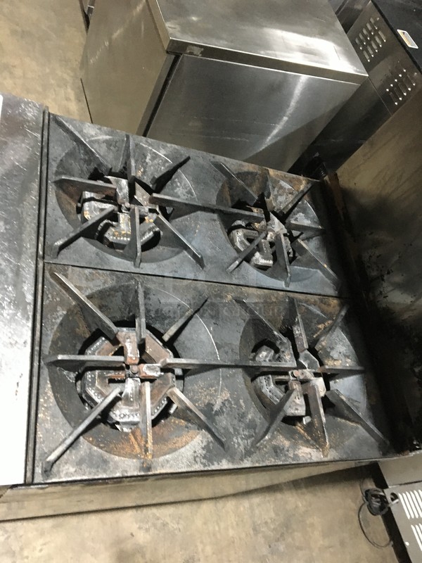 US Range Commercial Natural Gas Powered 4 Burner Stove! With Oven Underneath! With Backsplash & Overhead Salamander Shelf! All Stainless Steel! On Legs! - Image 5 of 12