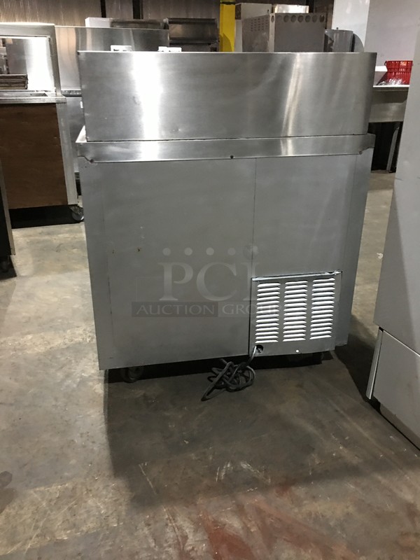 Leader Commercial Refrigerated Sandwich Prep Table! With 2 Door Underneath Storage Space! With Commercial Cutting Board! All Stainless Steel! Model LM36 Serial PS062352! 115V 1Phase! On Commercial Casters! - Image 4 of 10