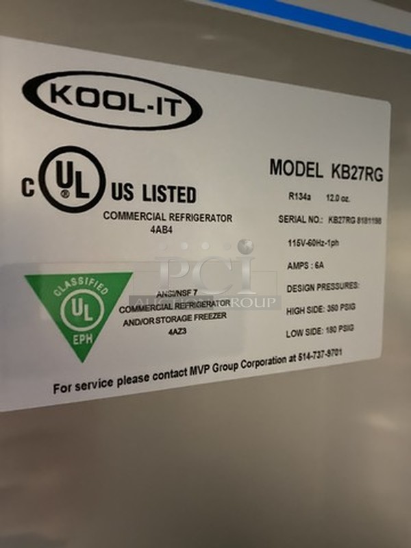 SWEET! BRAND NEW IN THE BOX! KOOL IT One Glass Door Reach In Cooler/Merchandiser! With Poly Coated Racks! Model KB27RG! 115V 1Phase! On Commercial Casters!  - Image 6 of 12