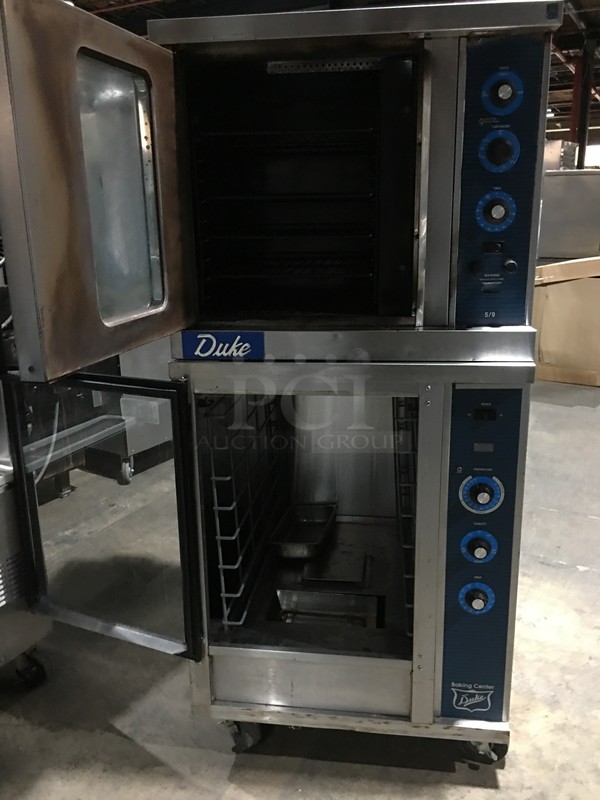Duke Commercial Convection Oven! With Proofer Underneath! With View Through Doors! All Stainless Steel! Model PFB1 Serial  50IHJH0001! 120V 1Phase! On Commercial Casters! 2 X Your Bid! Makes One Unit! - Image 5 of 11
