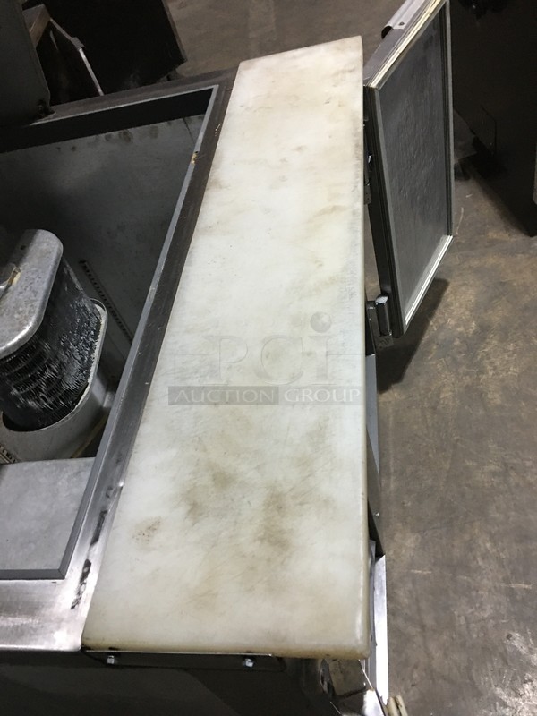 Leader Commercial Refrigerated Sandwich Prep Table! With 2 Door Underneath Storage Space! With Commercial Cutting Board! All Stainless Steel! Model LM36 Serial PS062352! 115V 1Phase! On Commercial Casters! - Image 7 of 10