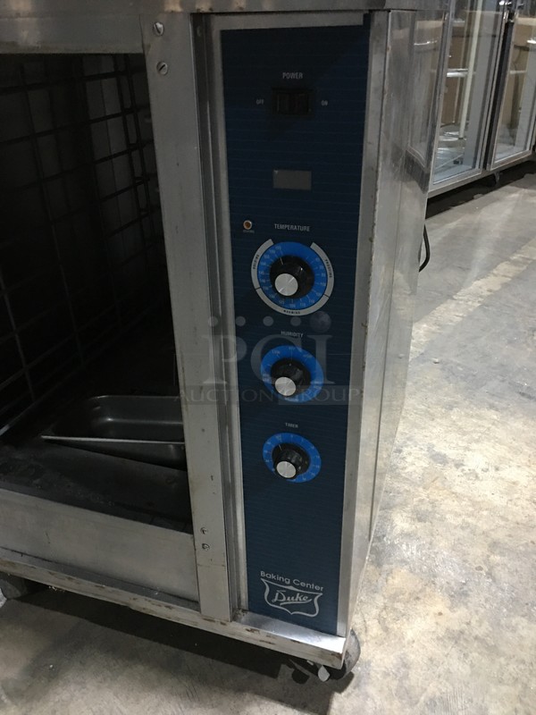 Duke Commercial Convection Oven! With Proofer Underneath! With View Through Doors! All Stainless Steel! Model PFB1 Serial  50IHJH0001! 120V 1Phase! On Commercial Casters! 2 X Your Bid! Makes One Unit! - Image 9 of 11