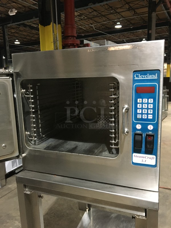 Cleveland Commercial Electric Powered Single Door Steamer! Steam Craft 3.1 Edition! With Underneath Storage! On Stainless Steel Stand! Model 21CET8 Serial WC2121193F01! 208V 1 Phase! - Image 5 of 10