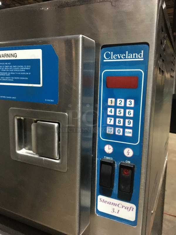 Cleveland Commercial Electric Powered Single Door Steamer! Steam Craft 3.1 Edition! With Underneath Storage! On Stainless Steel Stand! Model 21CET8 Serial WC2121193F01! 208V 1 Phase! - Image 7 of 10