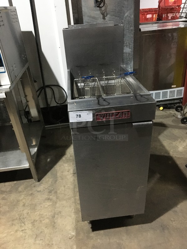 Vulcan Commercial Natural Gas Powered Deep Fat Fryer! With 4 Burners! With Backsplash! With 2 Metal Frying Baskets! All Stainless Steel! On Legs! - Image 2 of 9