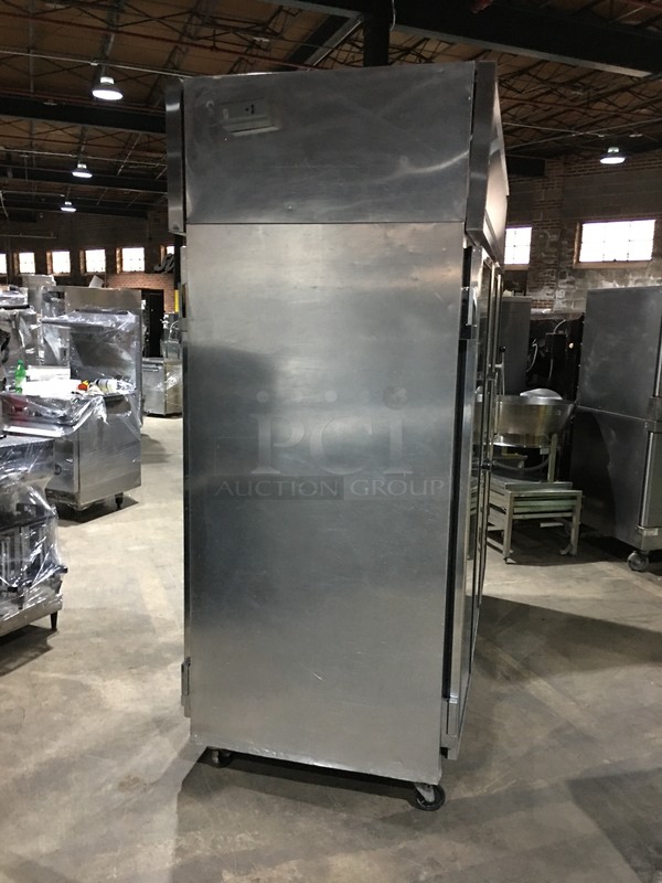 FABULOUS! Continental Commercial 3 Door Reach In/Pass Through Refrigerator Merchandiser! With Poly Coated Racks! All Stainless Steel! Model 3RGDPT Serial 14552378! 115/208/230V 1Phase! On Commercial Casters! - Image 3 of 10