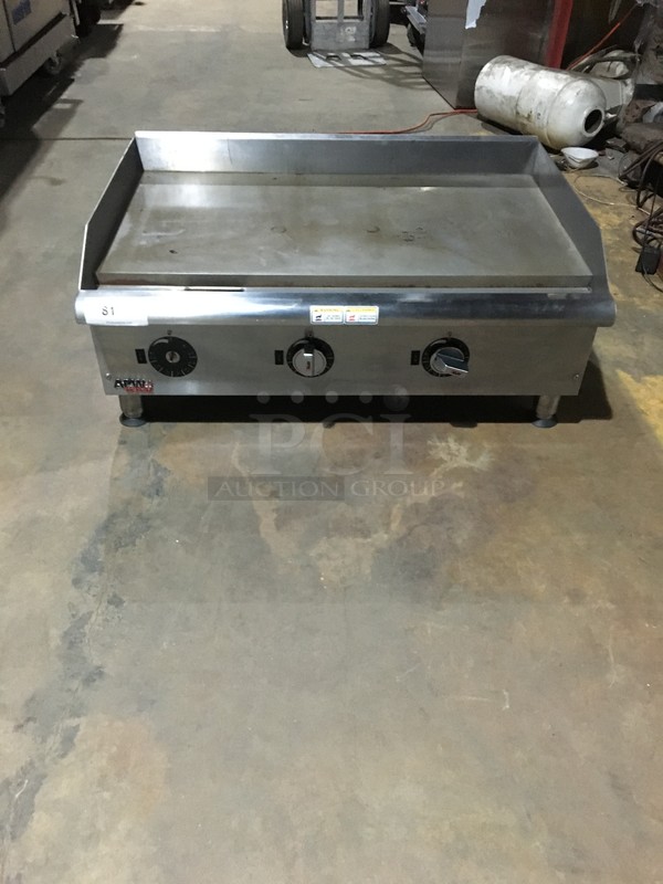 APW Wyott Commercial Countertop Electric Powered Flat Griddle! With Back & Side Splashes! All Stainless Steel! Model EG36I Serial 120871307015! 208/240V 1/3 Phase! On Legs! 