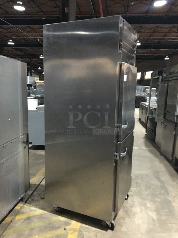 Traulsen Commercial Reach In Refrigerator! With 2 Half Doors! With Racks! All Stainless Steel! Model AHT132WUTHHS Serial T073540A01! 115V 1Phase! On Commercial Casters! - Image 2 of 11
