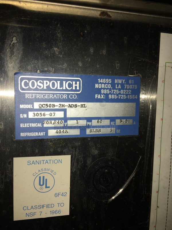 Alto-Shaam Commercial Single Solid Door Blast Chiller! All Stainless Steel! Model QC50B2MADSHL Serial 305607! 208/240V 1Phase! On Legs! - Image 8 of 9