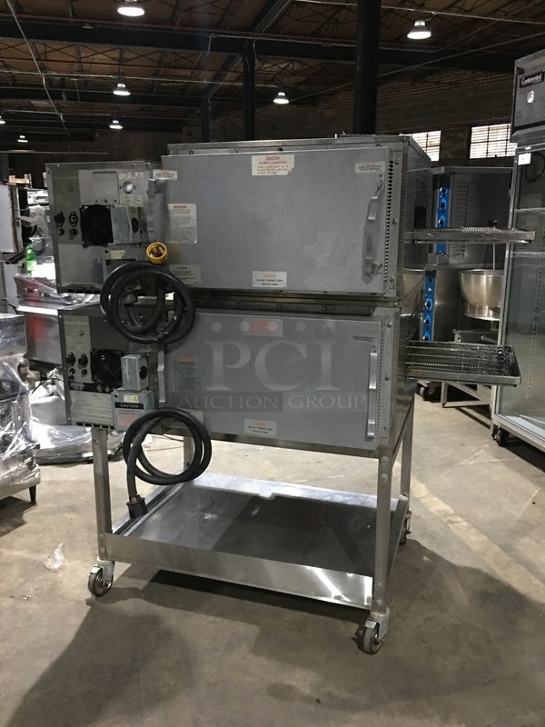 AMAZING! Lincoln Commercial Electric Powered Double Deck Conveyor Pizza Oven! With Underneath Storage Space! All Stainless Steel! Impinger Series! Model 1162 Serial 2021516! 120/208V 1Phase! On Commercial Casters! 2 X Your Bid! Makes One Unit! Working When Removed! - Image 3 of 12