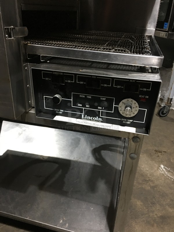 AMAZING! Lincoln Commercial Electric Powered Double Deck Conveyor Pizza Oven! With Underneath Storage Space! All Stainless Steel! Impinger Series! Model 1162 Serial 2021516! 120/208V 1Phase! On Commercial Casters! 2 X Your Bid! Makes One Unit! Working When Removed! - Image 10 of 12