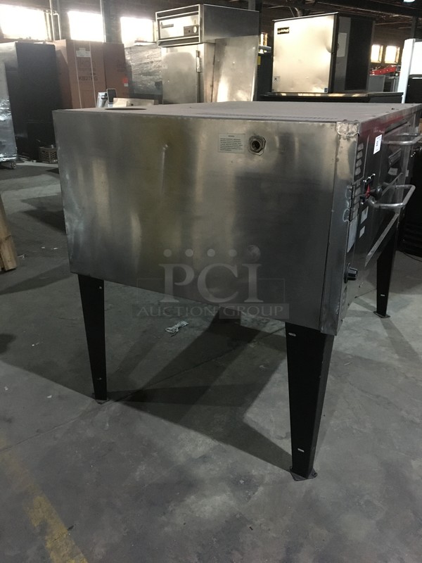 FANTASTIC! Bakers Pride Natural Gas Powered 4 Pie Pizza Oven! All Stainless Steel Body! Model DS805 Serial 11759! With Stones! On Legs! Working When Removed! - Image 2 of 12