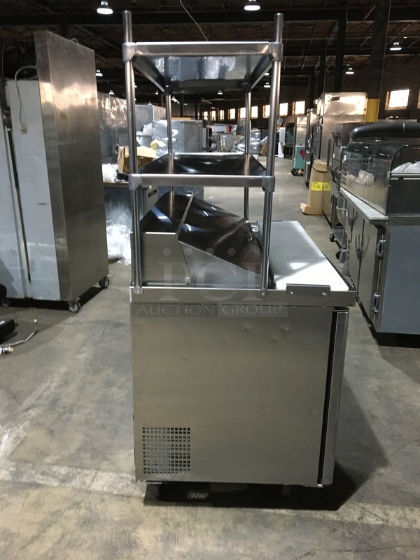 Atosa Commercial Refrigerated Sandwich Prep Table! With 2 Door Underneath Storage Space! With Poly Coated Racks! With Commercial Cutting Board! With Overhead Serving Shelf! All Stainless Steel! Model MSF8302GR Serial MSF8302GRAUS100317042600C40036! 115V 1Phase! On Commercial Casters! - Image 2 of 12