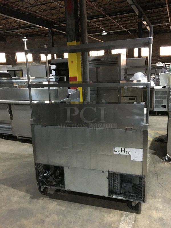 Atosa Commercial Refrigerated Sandwich Prep Table! With 2 Door Underneath Storage Space! With Poly Coated Racks! With Commercial Cutting Board! With Overhead Serving Shelf! All Stainless Steel! Model MSF8302GR Serial MSF8302GRAUS100317042600C40036! 115V 1Phase! On Commercial Casters! - Image 3 of 12