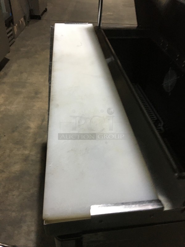 Atosa Commercial Refrigerated Sandwich Prep Table! With 2 Door Underneath Storage Space! With Poly Coated Racks! With Commercial Cutting Board! With Overhead Serving Shelf! All Stainless Steel! Model MSF8302GR Serial MSF8302GRAUS100317042600C40036! 115V 1Phase! On Commercial Casters! - Image 10 of 12