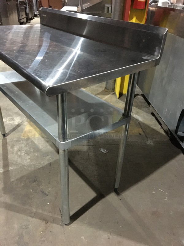 NICE! L & J Work/Prep Table! With Backsplash! With Underneath Storage Space! All Stainless Steel! On Legs! - Image 2 of 8