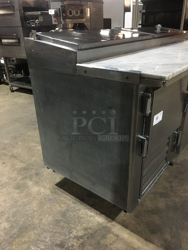 Leader Commercial Refrigerated Marble Top Pizza Prep Table! With 3 Door Underneath Storage Space! All Stainless Steel! 115V 1Phase! - Image 2 of 12