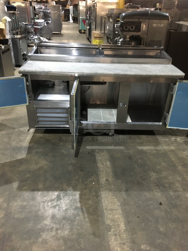 Leader Commercial Refrigerated Marble Top Pizza Prep Table! With 3 Door Underneath Storage Space! All Stainless Steel! 115V 1Phase! - Image 5 of 12