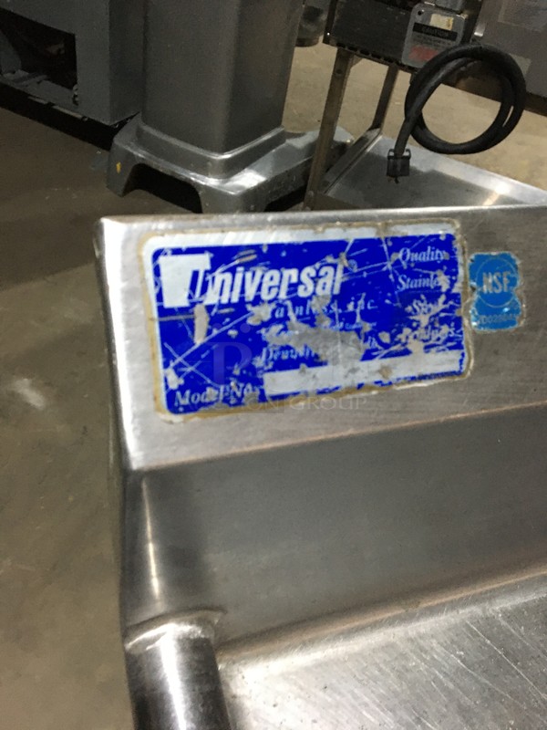 Universal Commercial 3 Compartment Sink! With Backsplash! With Left Side Drainboard! All Stainless Steel! On Legs!  - Image 7 of 7