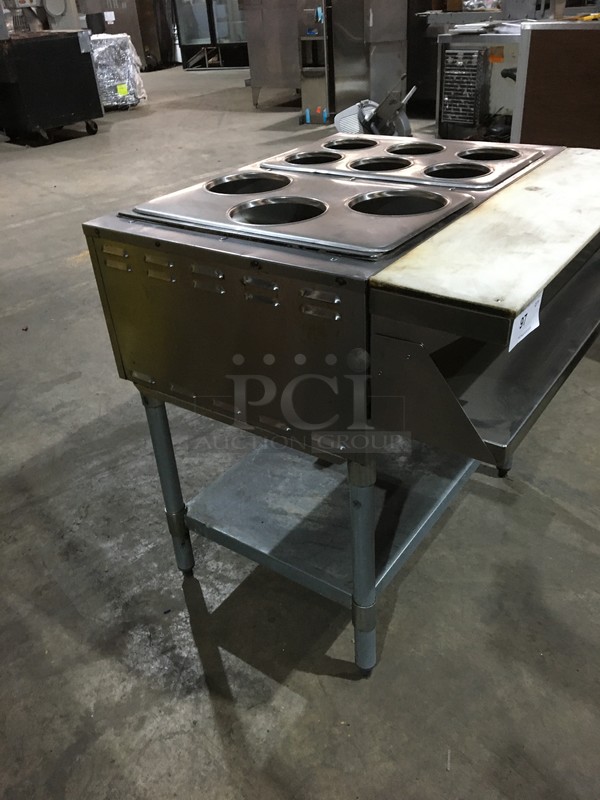 Eagle Commercial Natural Gas Powered 2 Well Steam Table! With Removable Soup Inserts! With Underneath Storage Space! With Commercial Cutting Board! All Stainless Steel! On Legs! - Image 2 of 11