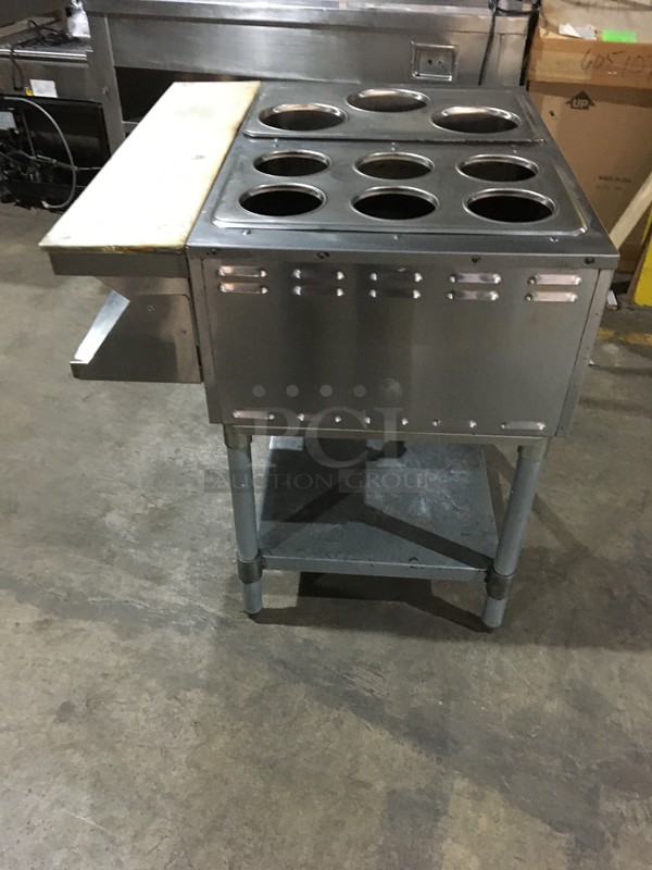 Eagle Commercial Natural Gas Powered 2 Well Steam Table! With Removable Soup Inserts! With Underneath Storage Space! With Commercial Cutting Board! All Stainless Steel! On Legs! - Image 3 of 11