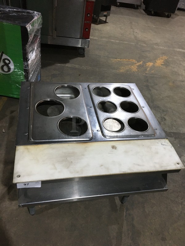 Eagle Commercial Natural Gas Powered 2 Well Steam Table! With Removable Soup Inserts! With Underneath Storage Space! With Commercial Cutting Board! All Stainless Steel! On Legs! - Image 5 of 11