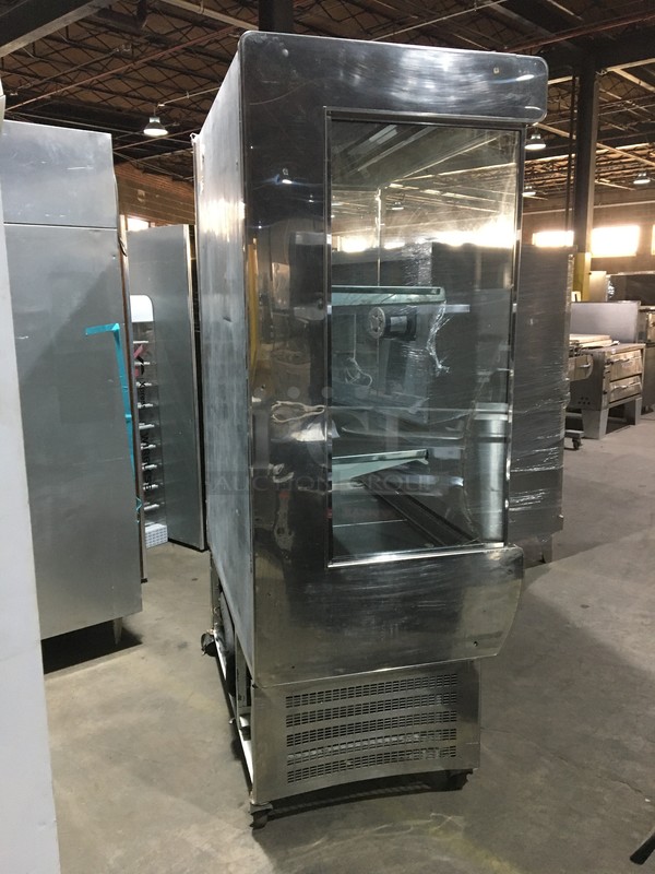 Arneg Commercial Refrigerated Open Grab-N-Go Merchandiser Display Case! With Shelves! All Stainless Steel! On Commercial Casters! - Image 2 of 10