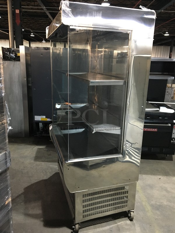 Arneg Commercial Refrigerated Open Grab-N-Go Merchandiser Display Case! With Shelves! All Stainless Steel! On Commercial Casters! - Image 4 of 10