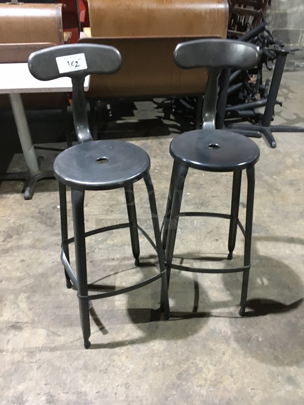Modern Style Bar High Dining Chair! With Round Seat! 2 X Your Bid!