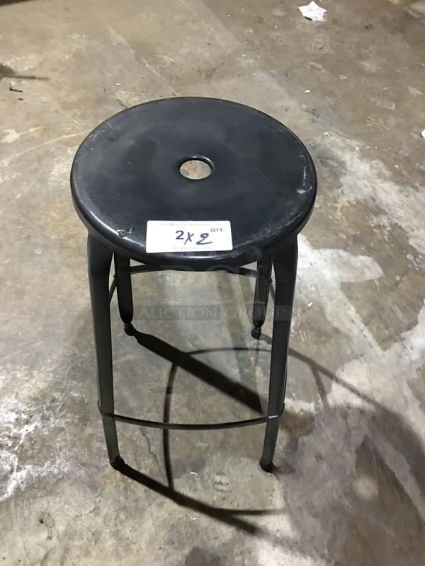 Modern Style Bar High Stool! With Round Seat! 2 X Your Bid! - Image 1 of 4