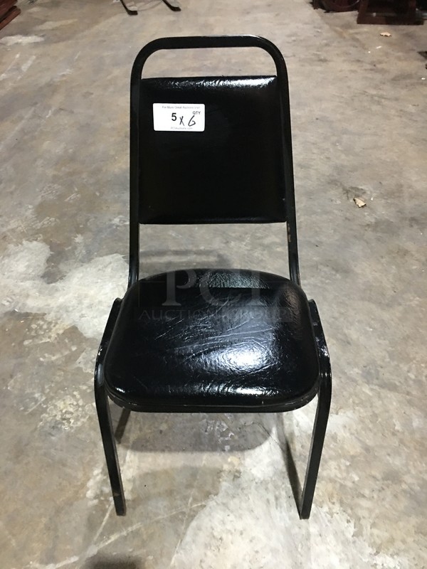 Metal Dining Chairs! With Cushioned Seat & Backrest! 6 X Your Bid!