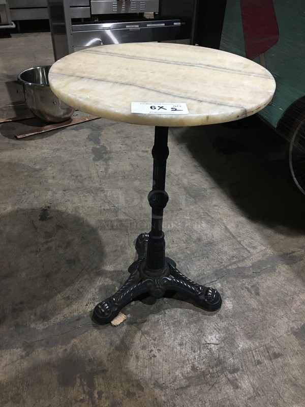 BEAUTIFUL! Round Marble Top Dining Table! With Decorative Iron Base! 2 X Your Bid! - Image 2 of 8