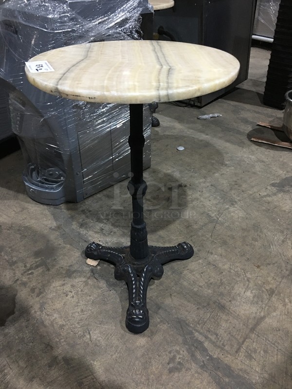 BEAUTIFUL! Round Marble Top Dining Table! With Decorative Iron Base! 2 X Your Bid! - Image 3 of 8