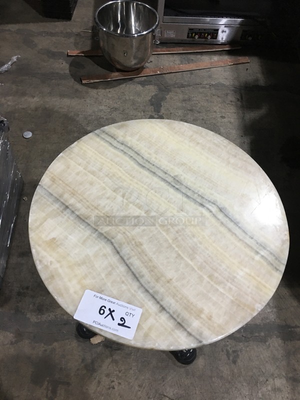 BEAUTIFUL! Round Marble Top Dining Table! With Decorative Iron Base! 2 X Your Bid! - Image 4 of 8