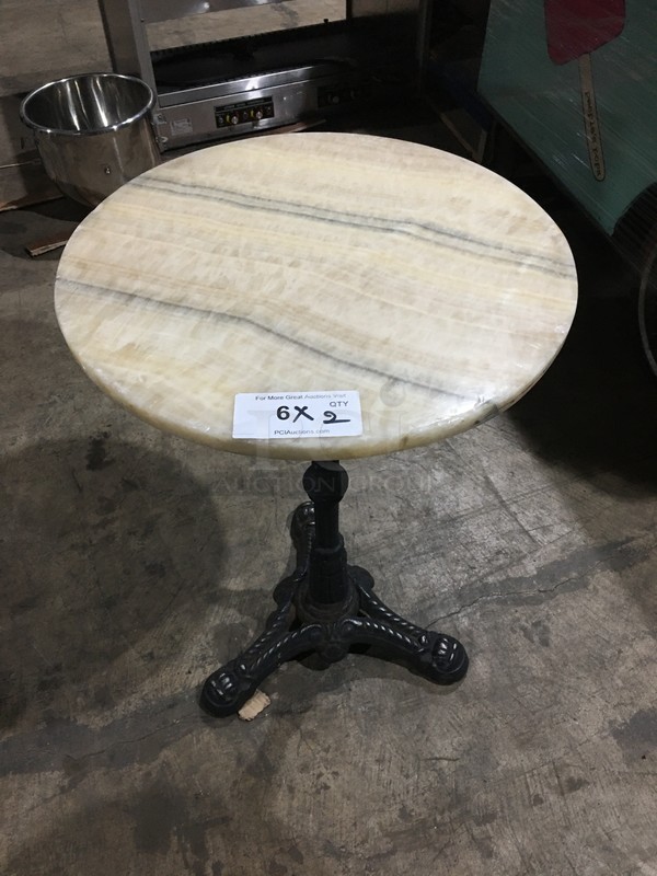 BEAUTIFUL! Round Marble Top Dining Table! With Decorative Iron Base! 2 X Your Bid! - Image 8 of 8