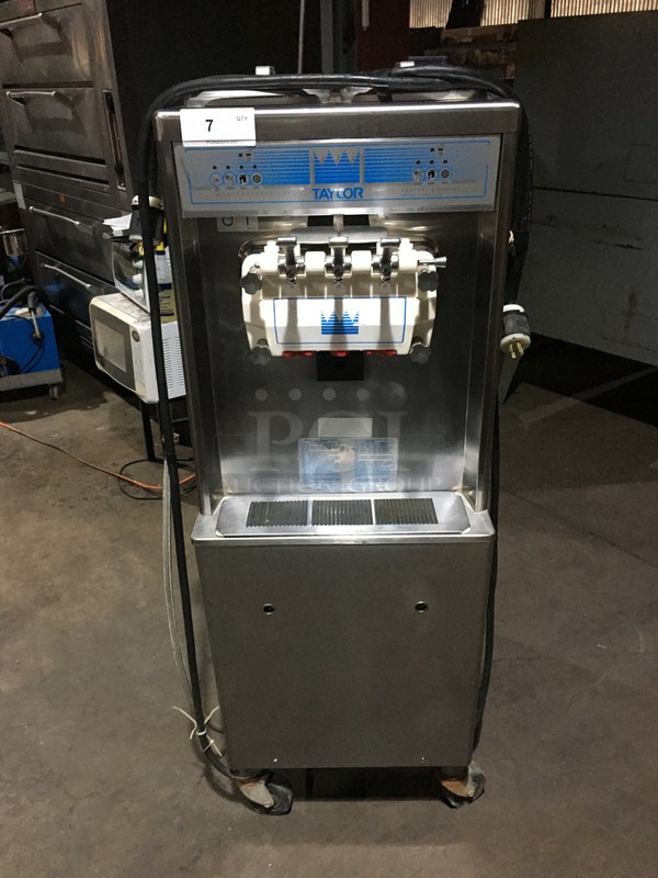 Taylor Commercial Floor Style 3 Flavor Soft Serve Ice Cream Machine! All Stainless Steel! Model 79433 Serial K8025796! 208/230V 3Phase! On Commercial Casters! Working When Removed! - Image 1 of 9