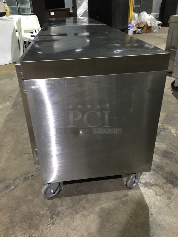 FAB! Elm Brook Commercial Refrigerated 3 Door Bar Back Cooler! All Stainless Steel! Model ERR61230 Serial 25! 120V 1Phase! On Commercial Casters! - Image 2 of 9