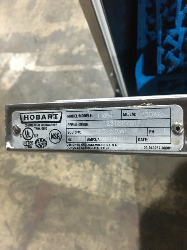 FAB! New Body Style! Hobart Commercial Under The Counter Dishwasher! With Dish Rack! All Stainless Steel! Model LXEH Serial 231158791! 120/208/240V 1Phase!  - Image 8 of 10