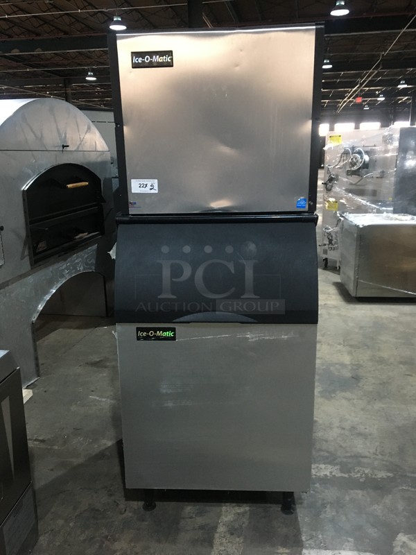 Ice-O-Matic Commercial Ice Making Machine! On Ice Bin! All Stainless Steel! Model ICE1006HA5 Serial 14041280011655! 208/230V 1Phase! On Legs! 2 X Your Bid! Makes One Unit!
