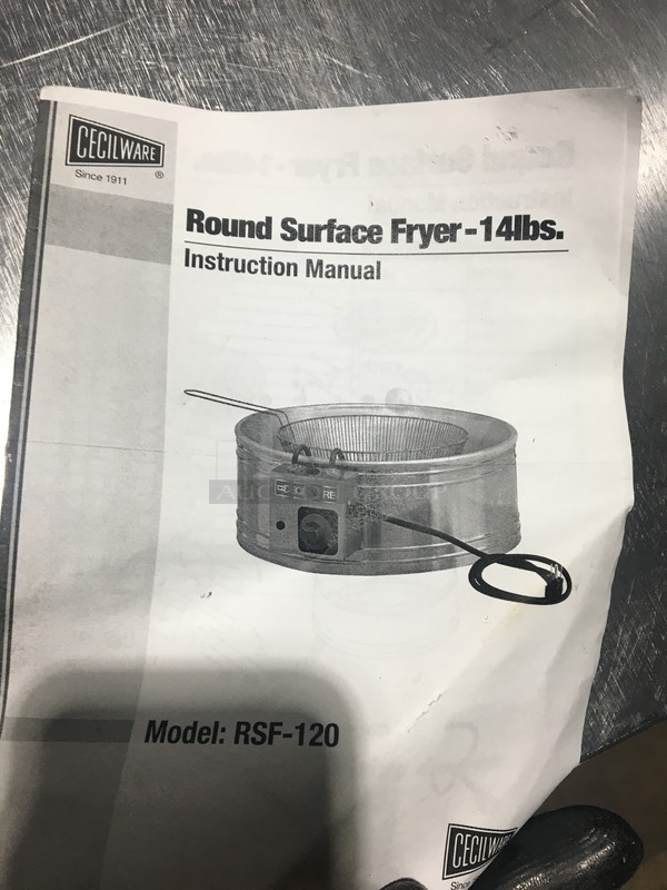 SWEET! NEW IN THE BOX! Cecilware Commercial Countertop Round Surface Fryer! 14 LB Capacity! All Stainless Steel! Model RSF120 Serial 1033654! 120V! - Image 8 of 9