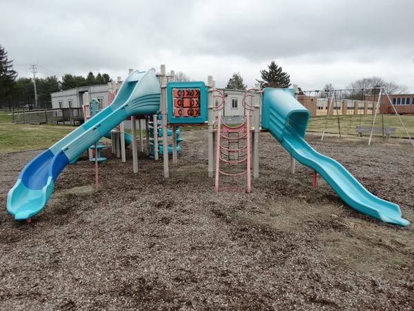Gray and Blue Metal Playground Unit w/ 2 Slides, 2 Ladders and Tic Tac Toe. BUYER MUST REMOVE. Item Is Located In Coatesville, PA - Winner Will Have Up To 2 Weeks To Remove. Address Will Be Given To the Winning Bidder After They Provide a Certificate of Insurance - Image 1 of 11