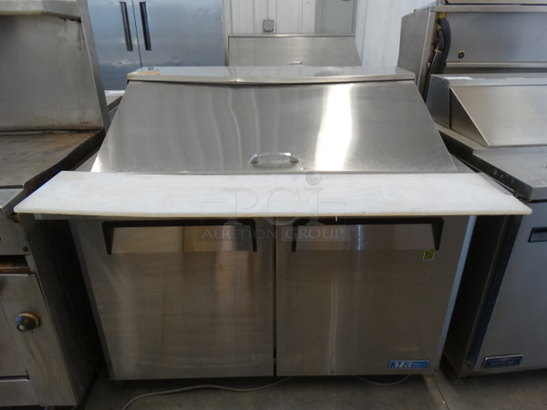 NICE! Turbo Air Model MST-48-18 Stainless Steel Commercial Sandwich Salad Prep Table Bain Marie Mega Top on Commercial Casters. 115 Volts, 1 Phase. 48x37x46. Tested and Working!