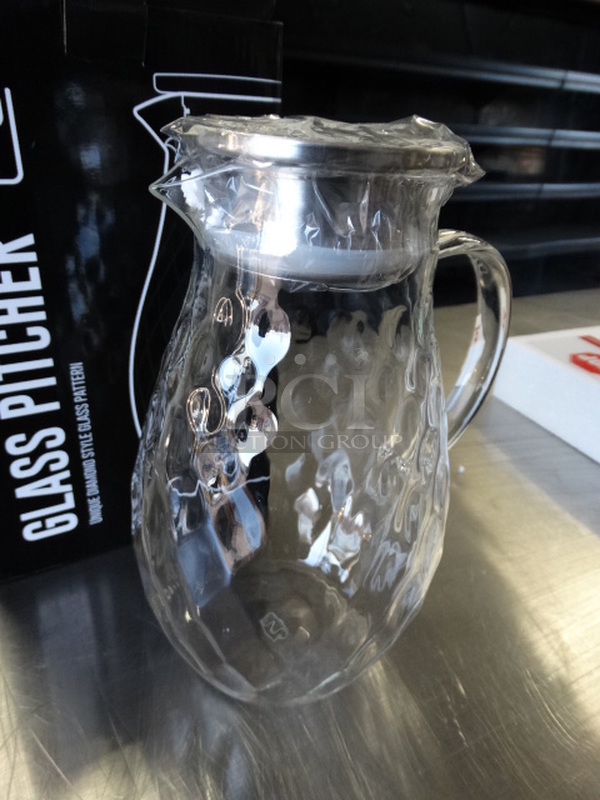 2 BRAND NEW IN BOX! JCP Kitchen Glass Pitcher w Chrome Finish Lid. 7x5x9. 2 Times Your Bid! - Image 3 of 5
