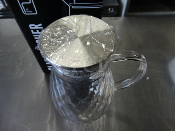 2 BRAND NEW IN BOX! JCP Kitchen Glass Pitcher w Chrome Finish Lid. 7x5x9. 2 Times Your Bid! - Image 4 of 5