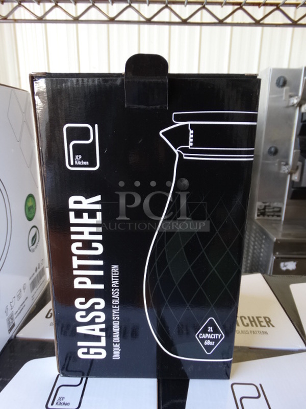 2 BRAND NEW IN BOX! JCP Kitchen Glass Pitcher w Chrome Finish Lid. 7x5x9. 2 Times Your Bid! - Image 5 of 5