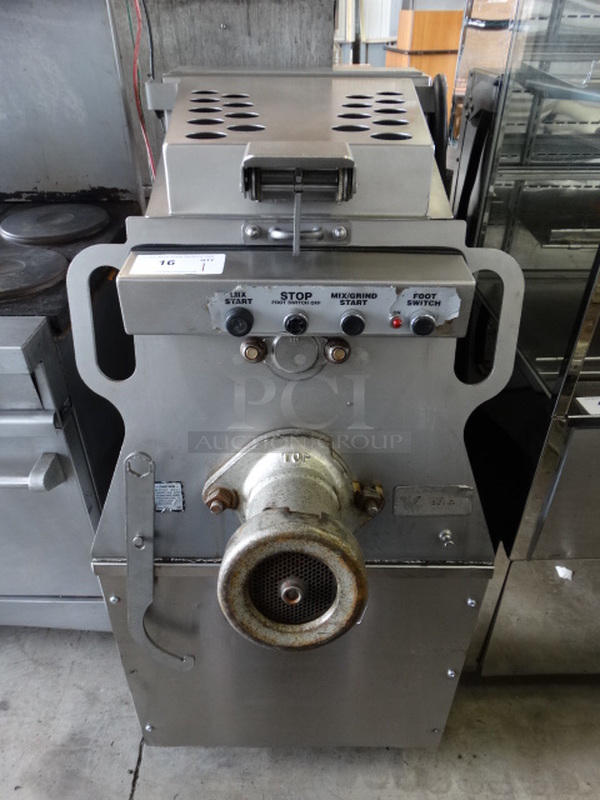 GORGEOUS! Hobart Model MG1632 Metal Commercial Floor Style Meat Mixer Grinder on Commercial Casters. 27x50x49 - Image 2 of 11