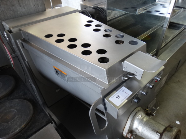 GORGEOUS! Hobart Model MG1632 Metal Commercial Floor Style Meat Mixer Grinder on Commercial Casters. 27x50x49 - Image 4 of 11