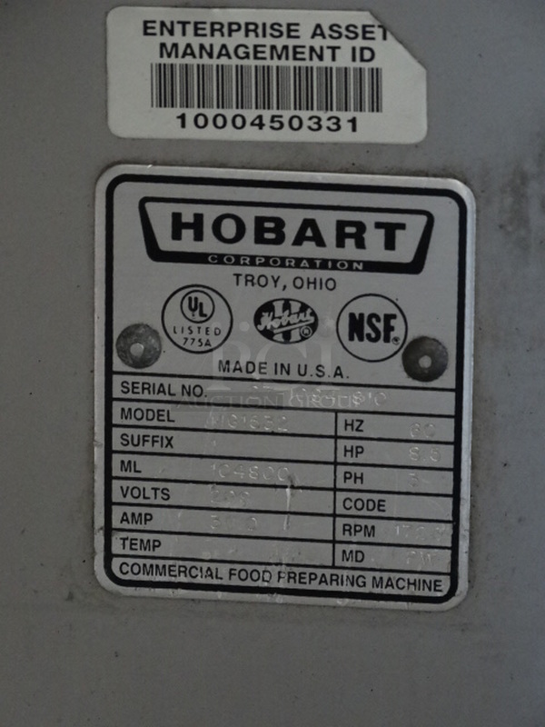 GORGEOUS! Hobart Model MG1632 Metal Commercial Floor Style Meat Mixer Grinder on Commercial Casters. 27x50x49 - Image 8 of 11