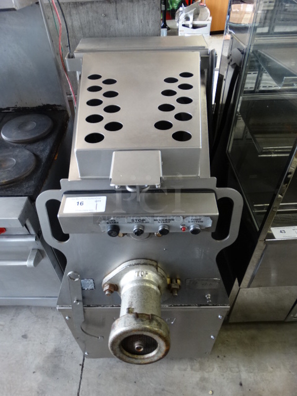 GORGEOUS! Hobart Model MG1632 Metal Commercial Floor Style Meat Mixer Grinder on Commercial Casters. 27x50x49 - Image 11 of 11
