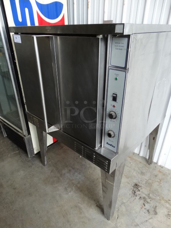 SWEET! Garland SunFire Stainless Steel Commercial Gas Powered Full Size Convection Oven w/ Solid Doors, Metal Racks and Thermostatic Controls on Metal Legs. 38x44x60 - Image 3 of 7